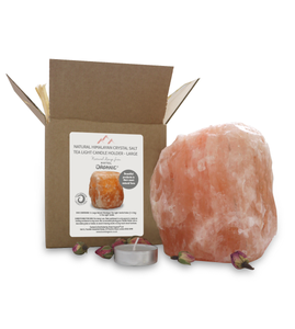 Natural Himalayan Crystal Rock Salt Tealight Candle Holder Large x1 Gift Box