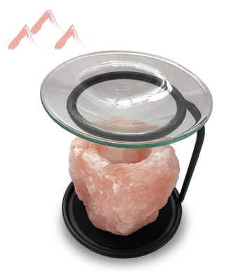 Himalayan Salt tealight candle holder, Oil Burner metal stand and glass tray
