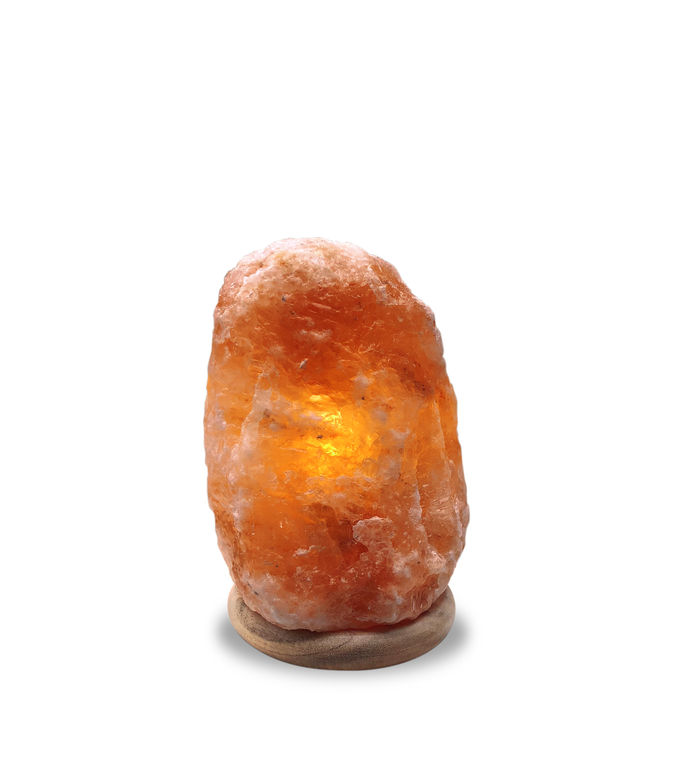 Natural Himalayan Crystal Salt Lamp - Wood Base