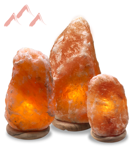 Natural Himalayan Crystal Salt Lamp - Wood Base